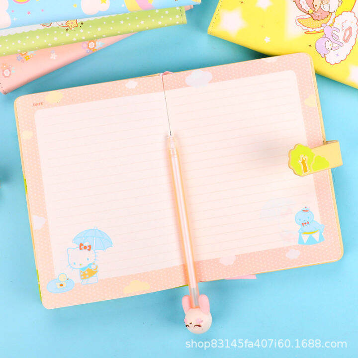 sanrio-animation-hello-my-melody-นักเรียนน่ารัก-magnetic-buckle-notebook-a6-big-eared-dog-creative-tanning-diary-notepad