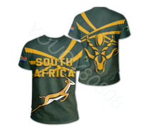 County Animal South Africa Flag Springbok Retro 3d print  sport tshirt