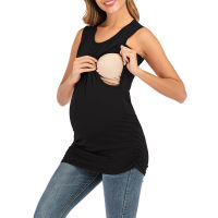 Hot Pregnancy Clothes Woman Vest Tops Round Neck Sleeveless Solid Color Maternity Breastfeeding Clothes Tanks Top Fashion 2022