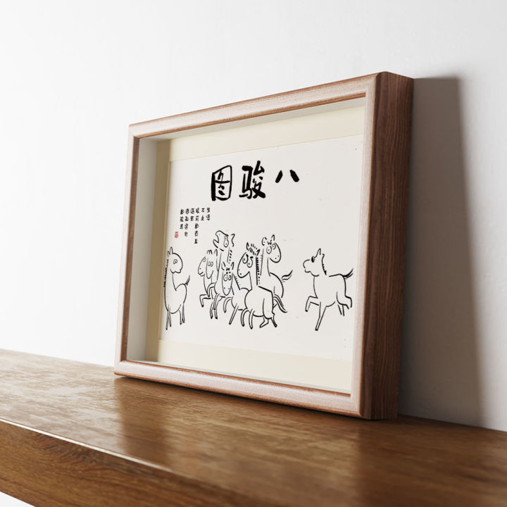 ภาพวาดม้าแปดตัวการประดิษฐ์ตัวอักษรและภาพวาดตลกแขวนภาพวาดของ-xu-beihong-การประดิษฐ์ตัวอักษรและภาพวาดทำงานชุดกรอบรูปแพลตฟอร์มการประดิษฐ์ตัวอักษรตกแต่งตัวอักษร