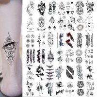 hot【DT】 Feather Leaves Temporary Tattoos  Arm Legs Tatoos Sticker Fake Tattos