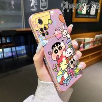 เคส Chenyyyka สำหรับ Xiaomi Poco X4 Pro 5G Poco M4 Pro POCO F4 Redmi K50 Pro เคส K40s แฟชั่นอินเทรนด์ Crayon Shin-Chan ดีไซน์ใหม่หรูหราชุบโทรศัพท์รูปแบบขอบสี่เหลี่ยมคลุมทั้งหมดเลนส์กล้องถ่ายรูปป้องกันเคสกันกระแทกเคสนิ่ม