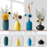 Nordic Blue Yellow Colored Ceramic Small Vase Arrangement Ornaments Flower Vase Planter Pot Modern Art Retro Home Tabletop Vases