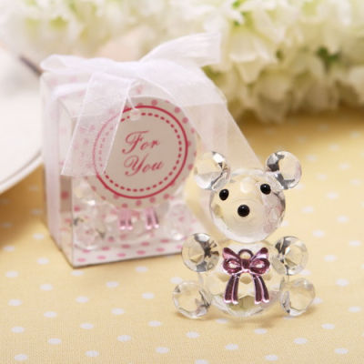 10 Pcs Mini Bear Crystal Baby Shower Boy Girl Baptism Party Souvenir Newborn Baby Gift Box Crystal Wedding Favors