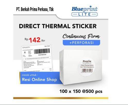 Direct Thermal Sticker Barcode Label Resi Blueprint Lite X Mm Line Pcs Fanfold Cf