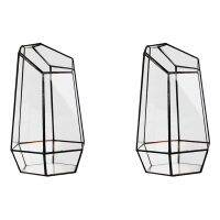 2X House Greenhouse Hexagonal Glass Vase for Fee Garden Miniature Mini Landscape