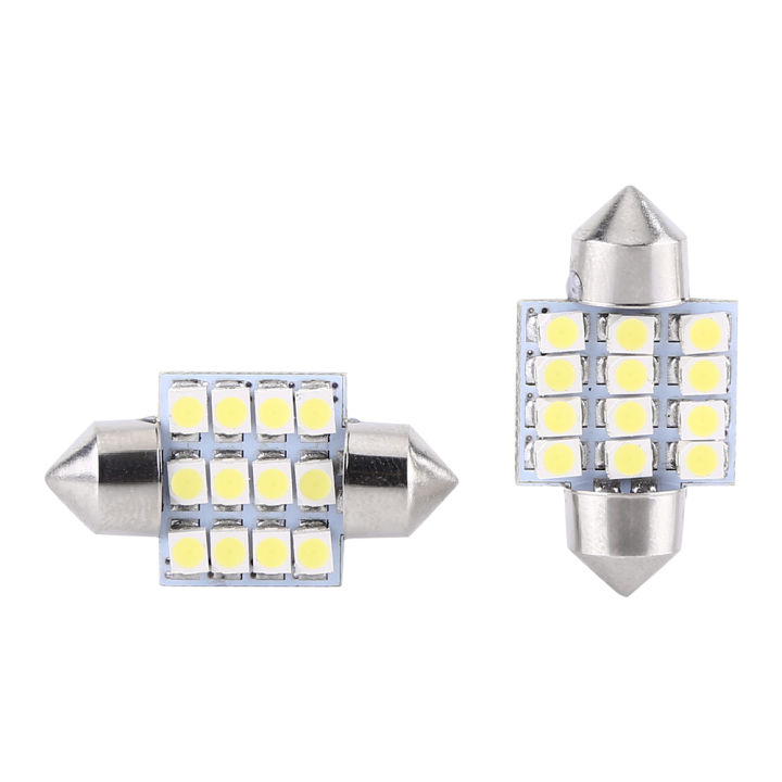 2pcs-สีขาว-12v-12smd-31-มม-หลอดไฟ-led-ภายในรถ-ไฟอ่านประตู-dome-light