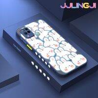 Jlingji เคสสำหรับ Infinix Hot 10S NFC Hot 10T เคสแบบเต็มหน้าจอน่ารักกระต่ายมีน้ำค้างแข็งโปร่งใสขอบสี่เหลี่ยมด้านข้างแข็งลายกล้องปลอกซิลิโคนเคสนิ่มป้องกันการกระแทก