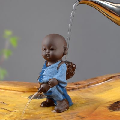 ✼ Shou Taoren purple sand peeing urinating children spraying tea pet decoration boutique can raise creative little monk set
