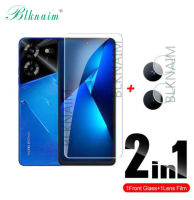 BLKNAIM 2IN1 9H 2.5D ปกป้องหน้าจอสำหรับ Tecno Pova 3 4 5ฟรีกระจกไฟคลุมทั้งหมดกระจกนิรภัย HD สำหรับ Tecno Pova Neo 3เลนส์แก้ว