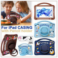 Casing Tablet ป้องกันการตกรูปการ์ตูนเพนกวินสำหรับเด็กขาตั้งหมุนได้360สำหรับ Ipad Mini Air Pro 1 2 3 4 5 6 7 8 9 9.7 10.2 10.5 11