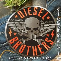 Diesel Brothers ไบค์เกอร์ ตัวรีดติดเสื้อ อาร์มรีด อาร์มปัก ตกแต่งเสื้อผ้า หมวก กระเป๋า แจ๊คเก็ตยีนส์ Embroidered Iron on Patch ไซส์ใหญ่