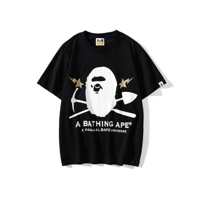 เสื้อแขนสั้น H BAPE ผู้ชายและผู้หญิงแฟชั่นลำลองเสื้อยืดแขนสั้น