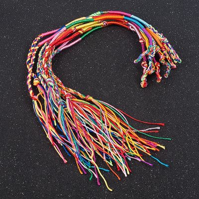 10 Pcs /Set New Rainbow Color Mix Braid Friendship Bracelets for Women Jewelry Gift DIY Handmade Rope Bangles Random Color Wall Stickers Decals