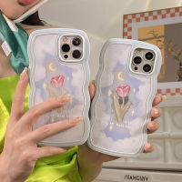 For 13 Case Cloud Tulip Phone Case For 12 11 Pro Max X XR XS Max Twisted Edge Shockproof TPU Cover