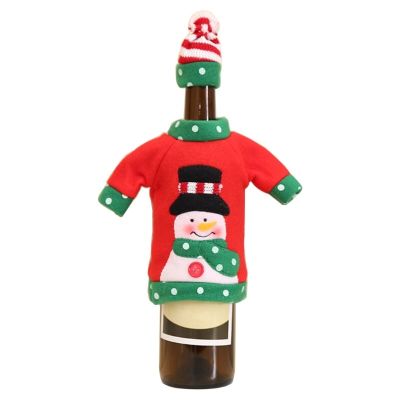 ฝาครอบหมวกขวดไวน์คริสต์มาสตกแต่งเสื้อกันหนาวแบบถักซานตาคลอสถุงขวดไวน์ของขวัญโปรดปรานปาร์ตี้คริสต์มาส JPZ3824เครื่องมือบาร์ไวน์