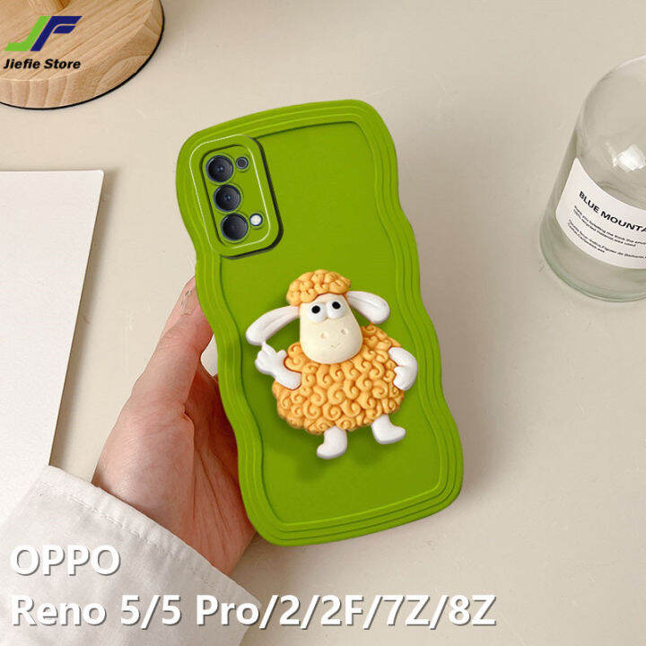 jiefie-แกะน่ารักเคสโทรศัพท์สำหรับ-oppo-reno-5-reno-5-pro-reno-2-reno-2f-reno-7z-reno-8z-originality-wave-edge-แฟชั่น-soft-tpu-ฝาครอบโทรศัพท์