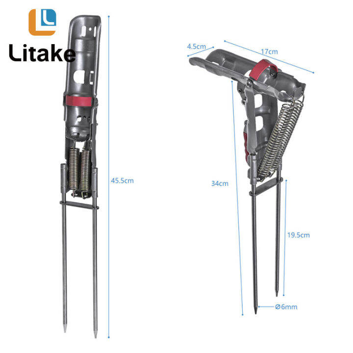 ขาตั้งเสาตกปลาแบบปรับได้สปริงยึด-dudukan-joran-อัตโนมัติพับได้สปริงสองชั้น