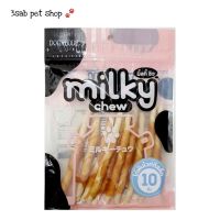 Milky Chew Dogaholic ขนมสุนัข ของว่างสุนัข กระดูกนิ่มพันไก่ ขนมลูกสุนัข กระดูกนิ่ม ไก่พันกระดูกนิ่ม MilkyChew ไก่พันไวท์ทีสติ๊ก 10 ชิ้น (1 ถุง)