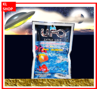 UFO อาหารกุ้ง และ ปลา ชนิดจม 90 กรัม ดี สีสวย น้ำไม่ขุ่น โปรตีน 40%  มีส่วนผสมจากสาหร่ายสไปริรูน่า ขนาด 90 กรัม