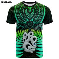 Xzx180305 hy Tiki green Aotearoa fern New Zealand 3D full print men t-sharp tips tee short sleeve casual o neck baby skin feeling