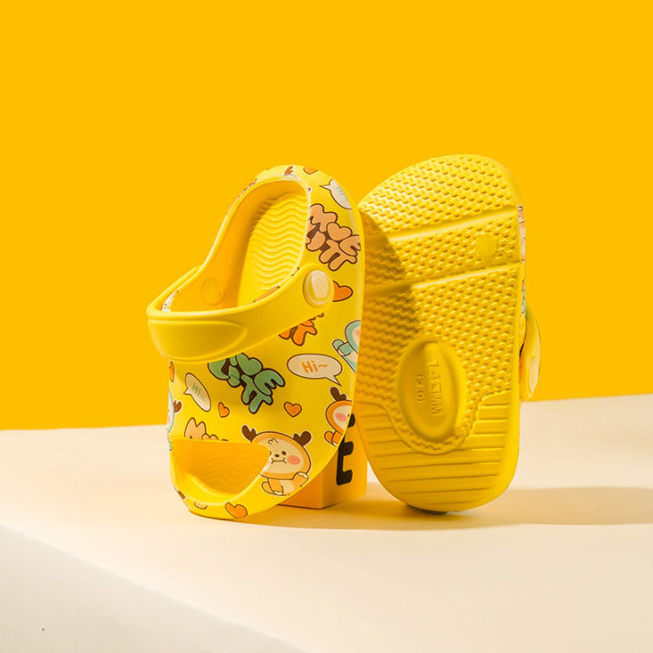 ฤดูร้อนเด็กใหม่รองเท้าแตะชายหญิงรองเท้าชายหาดในร่มบ้านน่ารักการ์ตูนห้องน้ำเต็มพิมพ์ของเด็กเล็ก-crocs