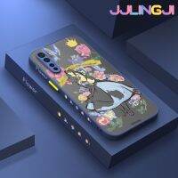 Jjlingji เคสสำหรับ OPPO A91 F15 Reno 3 4G เคสการ์ตูนรูปเด็กผู้หญิงดอกไม้บางดีไซน์ใหม่ขอบสี่เหลี่ยมด้านข้างกันกระแทกมีน้ำค้างแข็งโปร่งใสแข็งเคสมือถือปลอกซิลิโคนคลุมทั้งหมดเคสนิ่มสำหรับปกป้องกล้อง