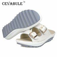 【CW】 Cevablue Sandals Leather Wedge Slippers Bottom Large Size Non-slip  Peep Toe Women  39;s CQY