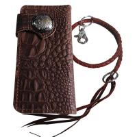 You Link     หนังอัดลายจอระเข้ ดูเสมือนจริง  Pretty Genuine CowHide Leather in Pattern Of Crocodile Skin  สีน้ำตาล