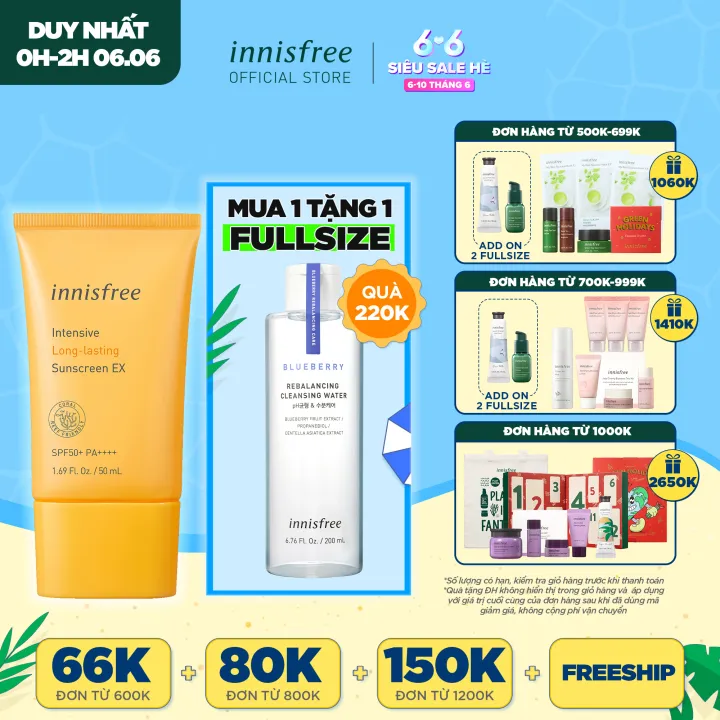 Kem chống nắng lâu trôi innisfree Intensive Long Lasting Sunscreen SPF50+ PA++++ 50ml