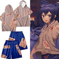 【Feb】 New Touhou project Yorigami Shion Cosplay T-shirt Cloak Haori Anime t shirt Polyester Summer kidsTees tops