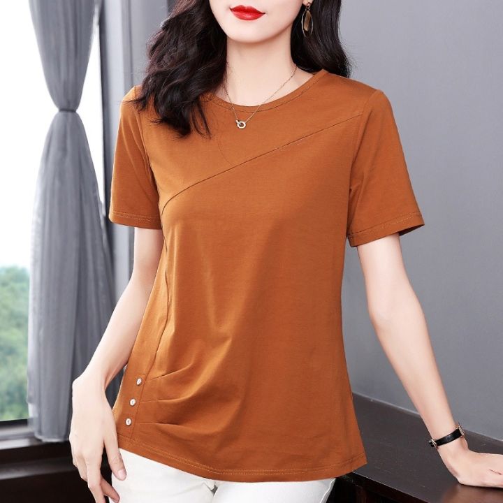 Plus Size Ladies Summer Short Sleeve T Shirt Tops Womens Plain