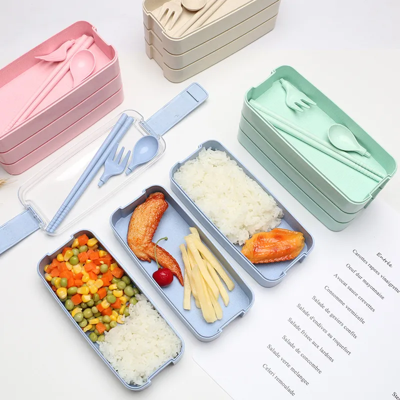 Lunch Box For Kids Bento Box Wheat Straw Portable Lunch Box Picnic