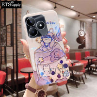 เคสมือถือสำหรับ ฝาหลัง Realme C51สีฟ้าอ่อนประดับเพชรกันการชนกันของบอลลูนถ้วยน้ำหลังซิลิโคนผู้หญิงเคส Realme C51