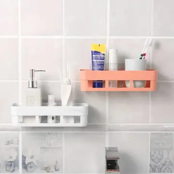 Wall Mounted Adhesive Bathroom Organizer Storage Rack Corner Shelves Wall  Mounted Shampoo Holder No Drill Adhesive Bathroom
