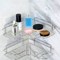 Stainless Steel Bathroom Shelf Self Adhesive Organization Holder Multipurpose Shelf Shampoo Cosmetic Condiment Corner