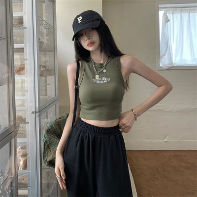 Korean version of Sweet Spicy Girl sveless racerback with small suspender vest inside, womens new style shoulder cut short style, wear chic top outside  6CQG