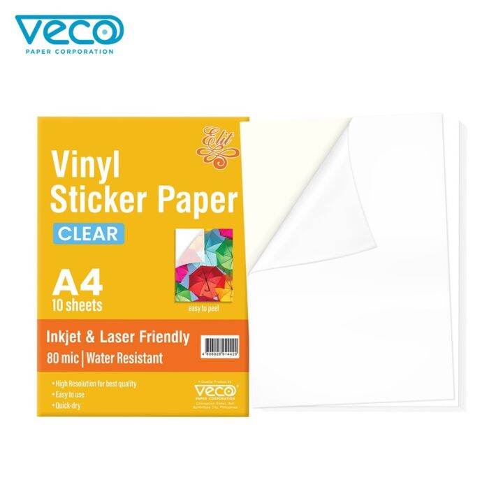 Veco Vinyl Sticker Paper Glossy Photoquality Inkjet and Laser A4 8.25 x