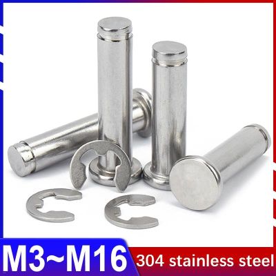 M3M4M5M6M8M10M12M16 304 Stainless Steel Flat Head with Grooved Pin Shaft Circlip Pin Positioning Cylindrical Pin Rolling 1/5pcs