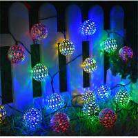 Moroccan Ball Solar Light String Solar Battery Round Ball Light Outdoor Courtyard Garden Decoration Color String Light Dropship