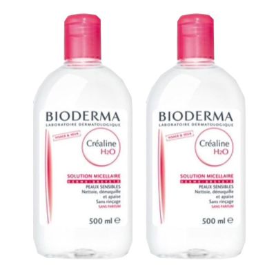 Bioderma Sensibio H2O ผลิตภัณฑ์เช็ดเครื่องสำอาง สำหรับผิวแพ้ง่าย 500ml. 2 ขวด (สีชมพู)