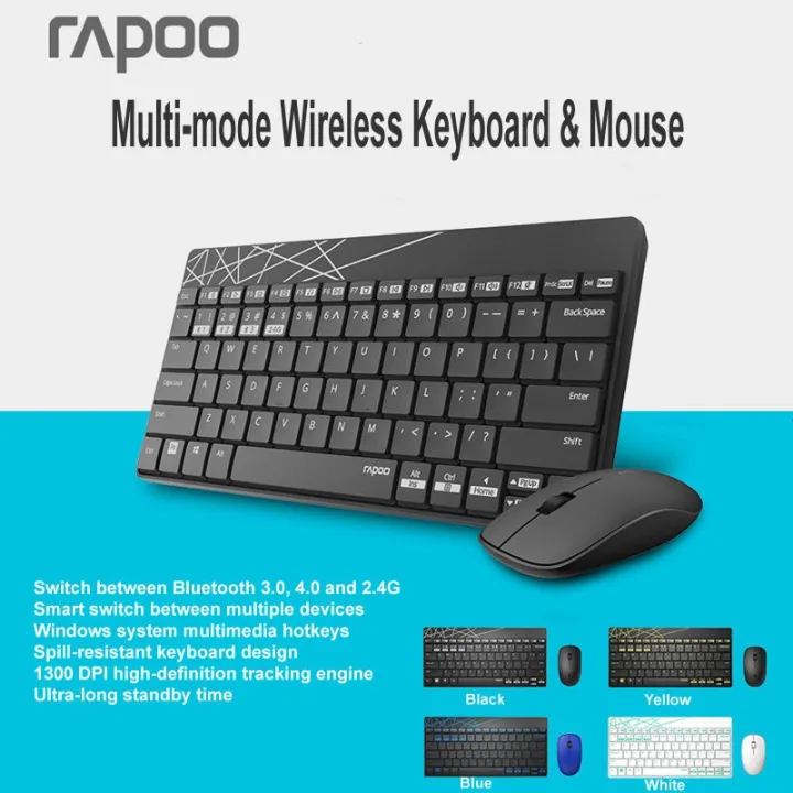 rakk keyboard Rapoo 8000S Portable Mini Wireless Keyboard Mouse Set 2 ...