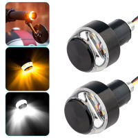 2pcs 12V Motorcycle LED Handlebar End Turn Signal Light Tail Light White Yellow Flasher Handle Grip Bar Blinker Side Marker Lamp