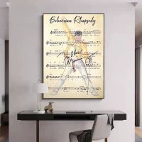 ภาพวาดผ้าใบโบฮีเมียน Rhapsody Queen Freddie Mercury Rock Music Star Wall Art