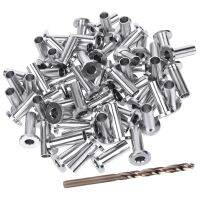 70 Pack Stainless Steel Protector Sleeves for 1/8Inch Wire Rope Cable Railing DIY Balustrade with 1Pc Drill Bit