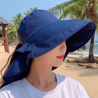 New Womens Hat With Neck Protector And Sunshade Outdoor Cycling Trip Big-Brimmed Fishermans