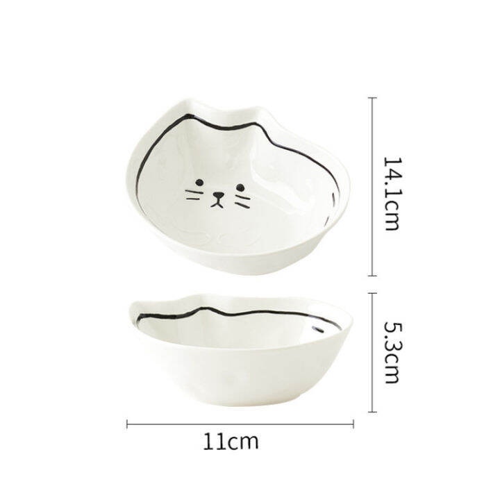 japanese-style-ceramic-dinner-steak-plate-cute-cartoon-lucky-cat-fish-pattern-dessert-fruit-dishes-creative-rice-bowl-tableware