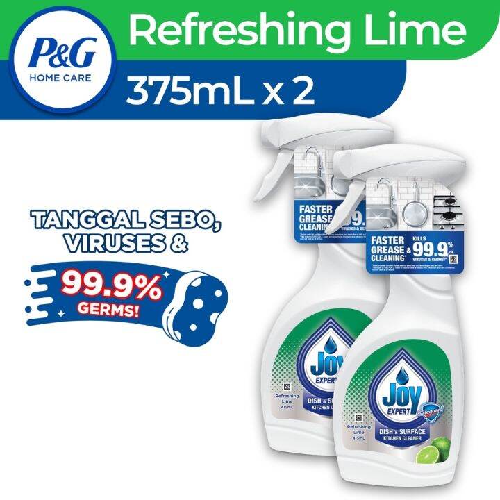 Joy Expert Dish Surface Kitchen Cleaner Refreshing Lime 375ml Spray x 2
