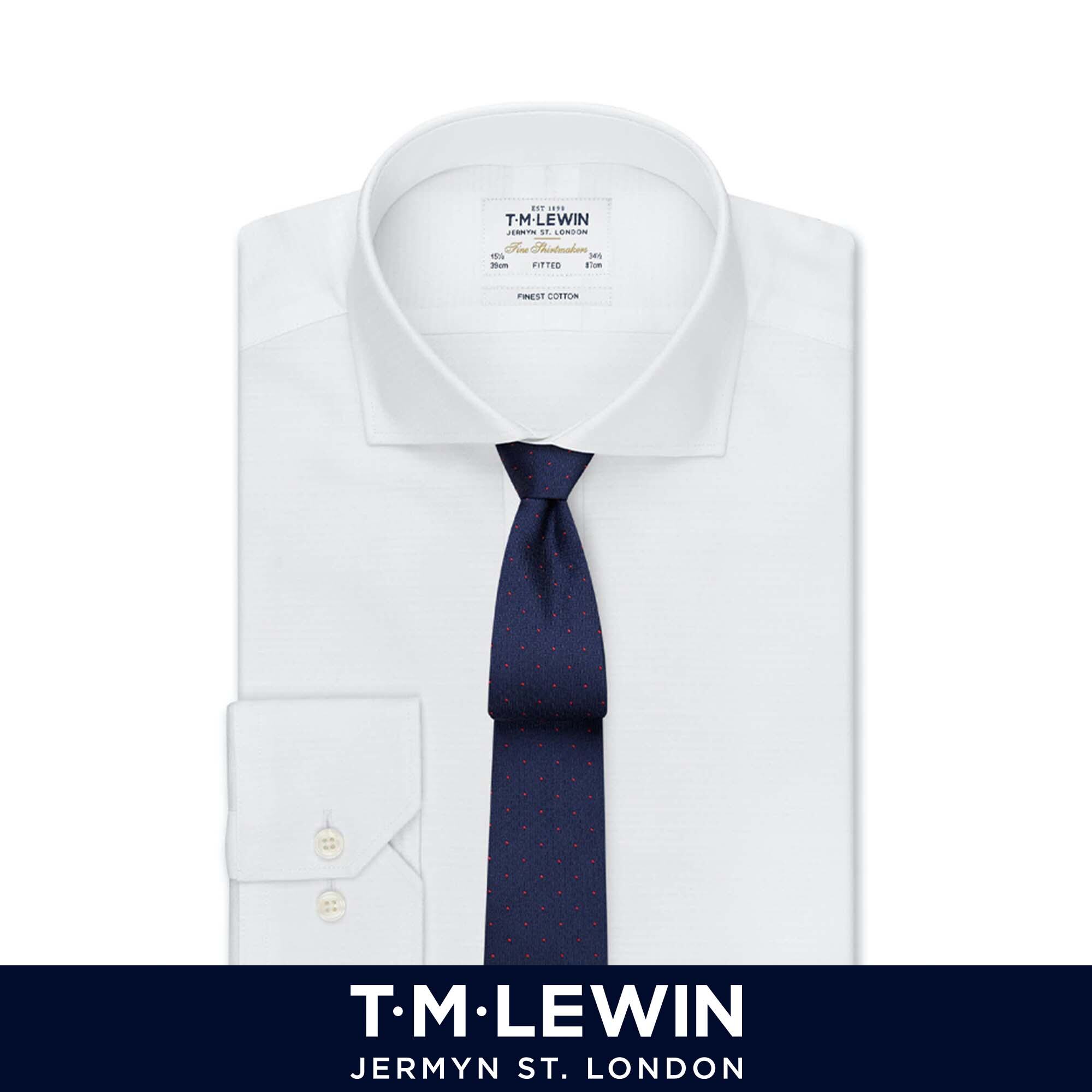 T.M.Lewin Mens White Twill Fitted Double Cuff Shirt