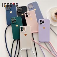 Casing Ponsel Cinta Berlapis Tali Kalung Tali Gantungan Selempang untuk iPhone 13 Pro Max 12 11 MiNi XS XR X 8 7 Plus SE 20 Sampul Lembut